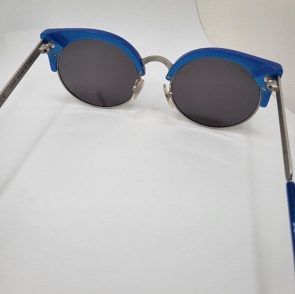 RetroSuperFuture Round Lens Cateye Blue Accent Silver Metal Frame Sunglasess - Picture 7 of 7